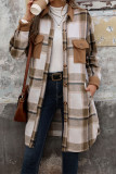 Khaki Plaid Pockets Shaket 