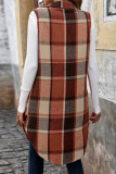 Sleeveless Plaid Long Vest Coat 