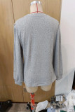 Grey Crew Neck Long Sleeves Top 