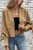 Solid Color Front Open Knitting Cardigan 