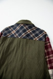 Red Mixed Plaid Patchwork Retro Shacket