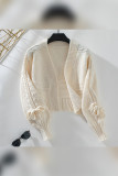 Solid Color Front Open Knitting Cardigan 