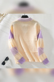 Polo Collar Colorblock Knitting Sweater 