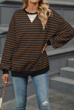 Lantern Sleeevs Stripes Sweatshirt 