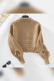 Solid Color Front Open Knitting Cardigan 