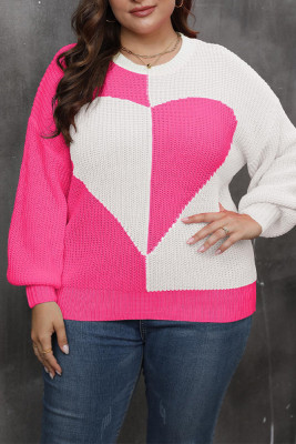 Plus Size Heart Design Sweater 