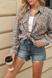 Plaid Button Up Pockets Long Sleeves SHirt 