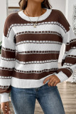 Splicing Colorblock Knitting Sweater 