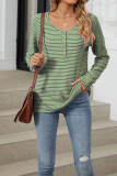 Stripes Buttoned Long Sleeve Top 