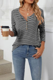 Stripes Buttoned Long Sleeve Top 