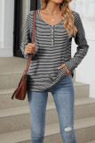 Stripes Buttoned Long Sleeve Top 