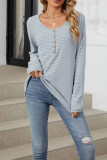 Stripes Buttoned Long Sleeve Top 