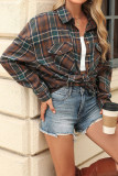 Plaid Button Up Pockets Long Sleeves SHirt 