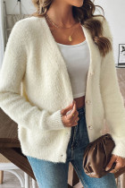 Fleece Plain Front Open Cardigan 