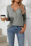 Stripes Buttoned Long Sleeve Top 