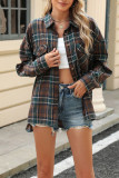 Plaid Button Up Pockets Long Sleeves SHirt 