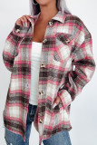 Pink Plaid Flap Pocket Button Up Shacket