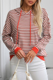 Hooded Drawstring Stripes Sweatshirt 