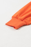 Orange Solid Kangaroo Pocket Half Zipper Oversized Hoodie