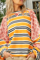 Raglan Floral Sleeves Stripes Splicing Sweatshirt 