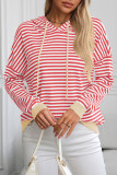 Hooded Drawstring Stripes Sweatshirt 