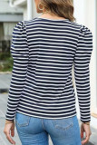 Crew Neck Stripes Long Sleeves Top 