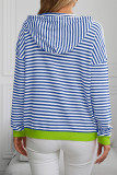 Hooded Drawstring Stripes Sweatshirt 