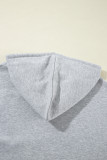 Light Grey Fleece Lined Kangaroo Pocket Drawstring Chunky Hoodie