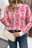 Turtle Neck Floral Jacquard Sweater 