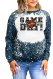 Football Game  Bleached Print Long Sleeves Top