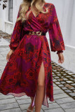 V Neck Floral Split Dress