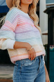 Gradient Rainbow Knitting Sweater 