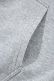 Light Grey Fleece Lined Kangaroo Pocket Drawstring Chunky Hoodie