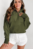 Moss Green Quarter Zip Stand Neck Kangaroo Pocket Sweatshirt