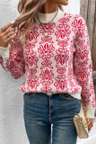 Turtle Neck Floral Jacquard Sweater 