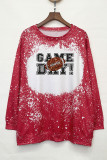 Football Game  Bleached Print Long Sleeves Top