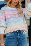 Gradient Rainbow Knitting Sweater 