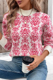 Turtle Neck Floral Jacquard Sweater 