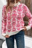 Turtle Neck Floral Jacquard Sweater 