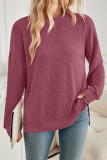 Wavy Stitches Solid Color Sweatshirt 