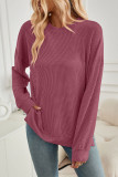 Wavy Stitches Solid Color Sweatshirt 