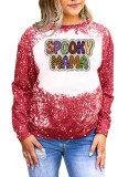 Spooky Mama Halloween  Bleached Print Long Sleeves Top