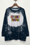 Spooky Mama Halloween  Bleached Print Long Sleeves Top