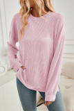 Wavy Stitches Solid Color Sweatshirt 