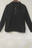 Half Zipper Design Solid Color Sweatshirt 