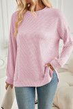 Wavy Stitches Solid Color Sweatshirt 