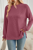 Wavy Stitches Solid Color Sweatshirt 