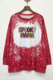 Spooky Mama Halloween  Bleached Print Long Sleeves Top