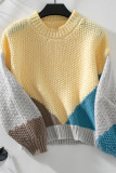 Crew Neck Colorblock Knitting Sweater 