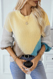 Crew Neck Colorblock Knitting Sweater 